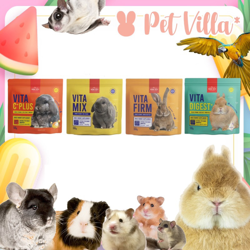 Vitamins & Supplements 120 บาท Bunny Best – vita firm vita mix วิตามินเสริมสำหรับกระต่าย Pets