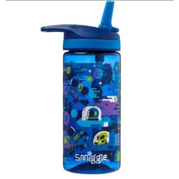 Smiggle Junior Plastic Drink Bottle 440Ml ขวดน้ำสมิกเกอร์ลาย อวกาศ น้ำเงิน พร้อมส่งในไทย