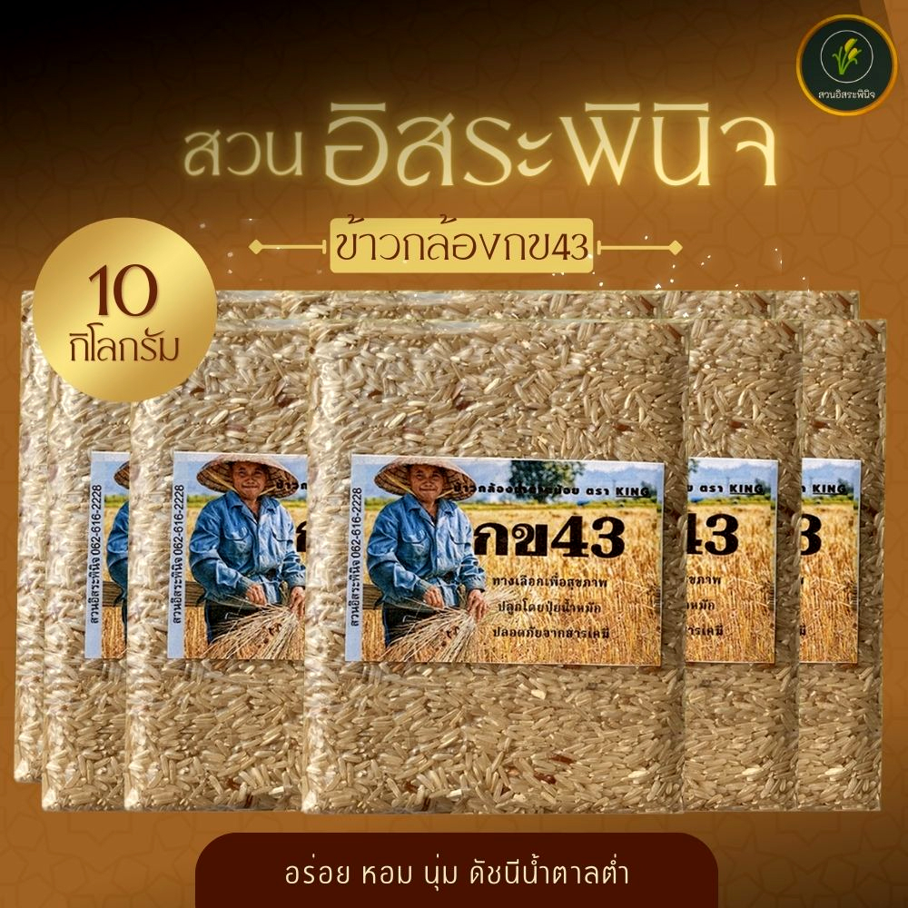 ข้าวกล้อง กข43 น้ำตาลต่ำ หอม นุ่ม ขนาด 10 กิโลกรัม ( ส่งด่วน )