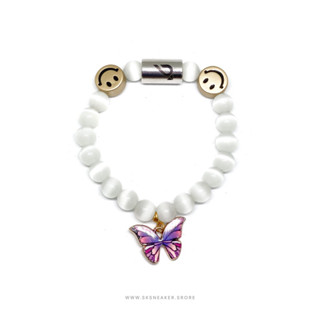 CROWCINZ SMILEY AND BUTTERFLIES BRACELET WHITE