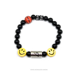 CROWCINZ SMILEY ONYX V.2 YELLOW BASKETBALL BRACELET BLACK