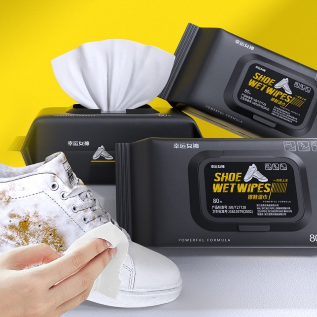 📍 แผ่นทำความสะอาดรองเท้า ผ้าเช็ดรองเท้า สีขาว คราบฝังแน่น ไม่ต้องใช้น้ำ บรรจุ 80 แผ่น 📍