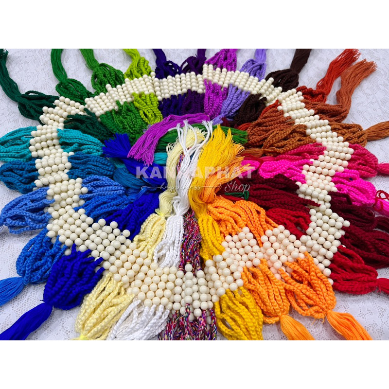 ด้ายสายสิญจน์มัดมือ ด้ายมงคล9เส้น ด้ายผูกข้อมือ มีสีให้เลือกถึง 35 สี ลูกปัดสีครีม5เม็ด