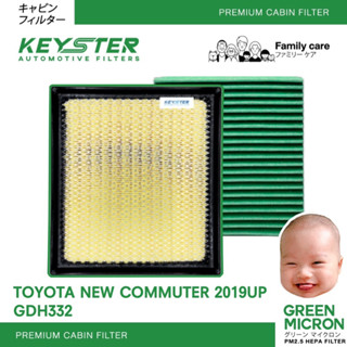 💚แพ็คคู่💚กรองอากาศ+กรองแอร์ NEW COMMUTER 2019UP MICRON GREEN PM2.5 No.31160+0K060