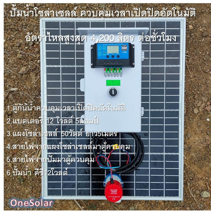 ตู้ควบคุมปั้มน้ำ โซล่าเซลล์ ตั้งเวลาเปิดปิด พร้อมใช้งาน ปั้มน้ำ12Vdc ปั้มน้ำบ่อปลา น้ำพุ ปลูกผัก น้ำ