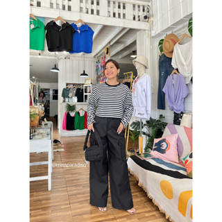 5-281sn เสื้อยืดครอปแขนยาวลายริ้ว เสื้อครอปสายไหนเอาอยู่ สายแซ่บ สายหวาน  น่ารักแบบต้องตำค่าาา  😚🌹