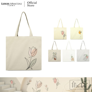 Louis Montini (ma tote) กระเป๋าผ้าแคนวาสกันน้ำ Tote Bag Creamy CVR006