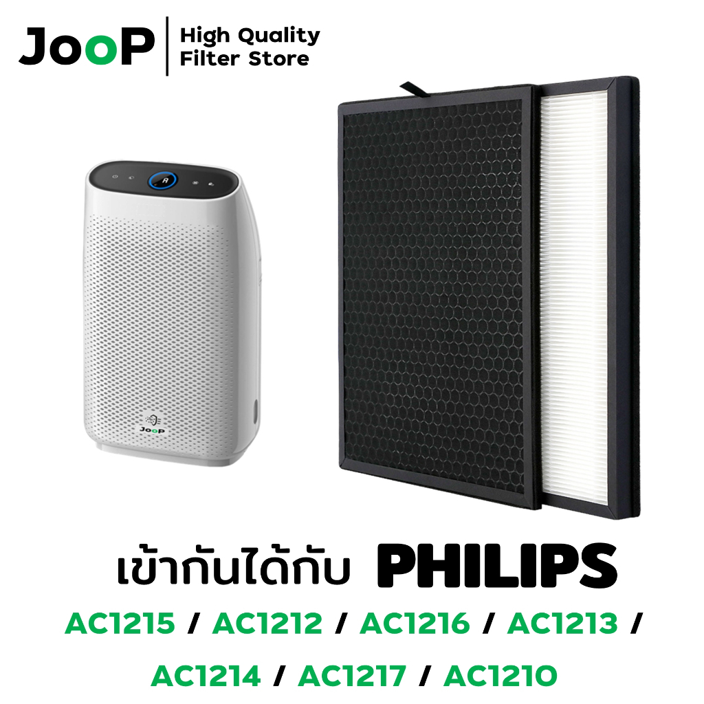 JooP Filter ไส้กรองทดแทน สำหรับ เครื่องฟอกอากาศ Philips รุ่น AC1215 AC1212 AC1216 AC1213 AC1214 AC1217 AC1210