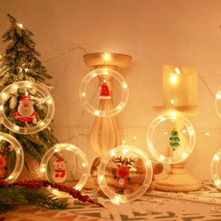 Christmas curtain light string Santa Claus Christmas tree model flash LED room window decoration pendant lamp