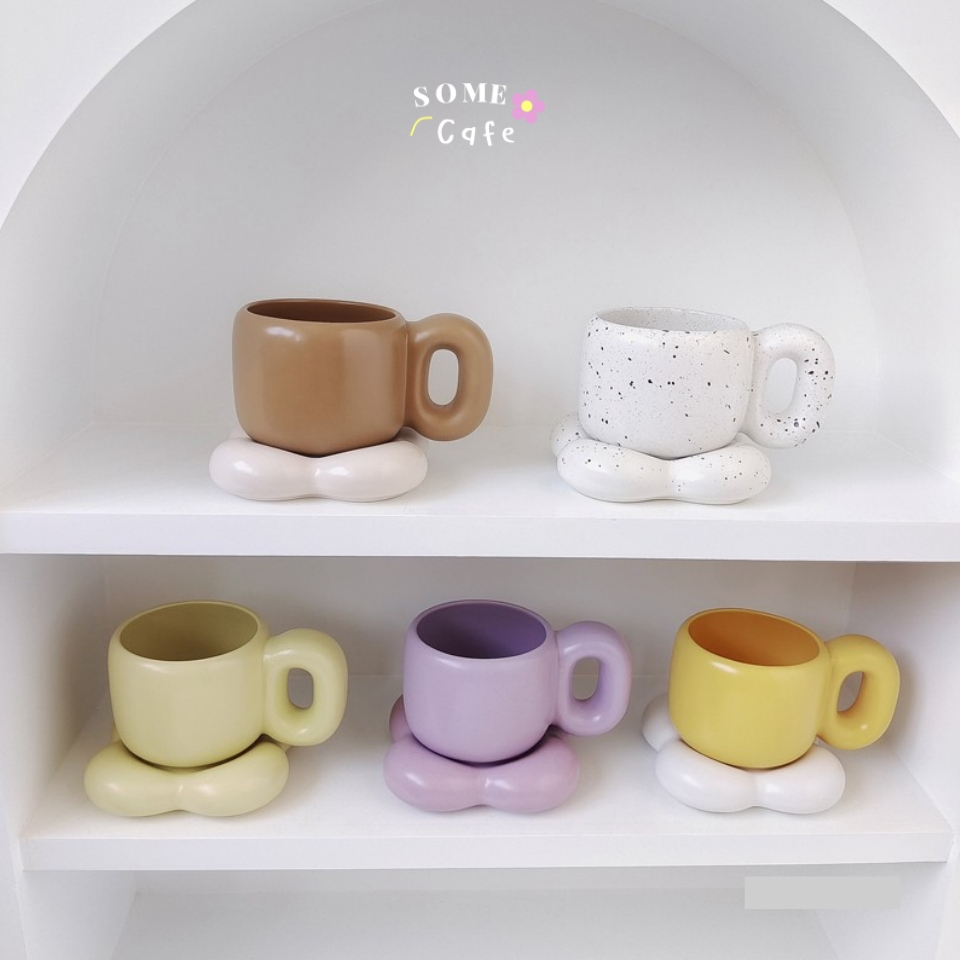 [พร้อมส่ง] Set ceramic cup แก้ว + จานรองแก้ว น่ารักมาก!