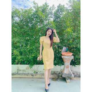 เดรสทำงาน สีเหลือง ไซส์ S 🌼