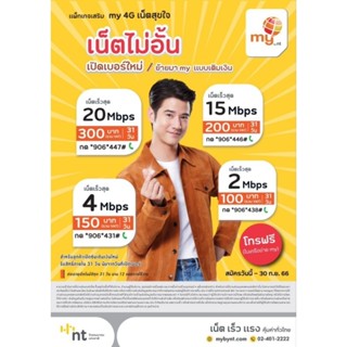 Sim My By NT (CAT)  โปรแรง เนตไม่อั้น ไม่ลดสปีด (คละเบอร์)