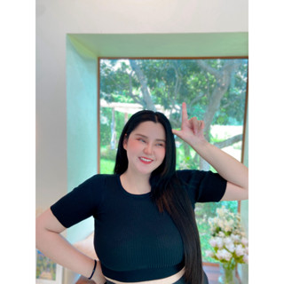 เสื้อไหมพรม สาวอวบ แขนสั้น สีพื้น