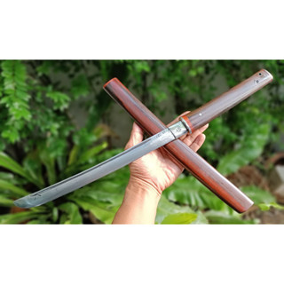 ดาบซามูไร Samurai sword ดาบสั้น มีดซามูไร ดาบญี่ปุ่น มีดญี่ปุ่น ใบ 12.6’’ เหล็กตะไบ ตีร้อนผิวขัด ด้าม-ฝักไม้พะยูงสวยมาก