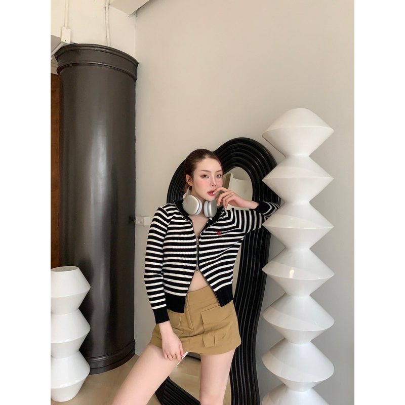PP52 Cardigan Am ZIP ผ้าร่อง เนื้อไหมพรม