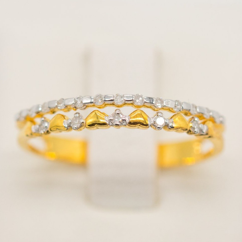 แหวนเพชรหัวใจ คู่แหวนแถว 💞 แหวนเพชร แหวนทองเพชรแท้ ทองแท้ 37.5% (9K) SI317