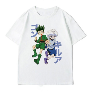 HUNTER×HUNTER เสื้อยืดอนิเมะ GON·FREECSS Killua Zoldyck แขนสั้นผ้าฝ้ายแฟชั่น