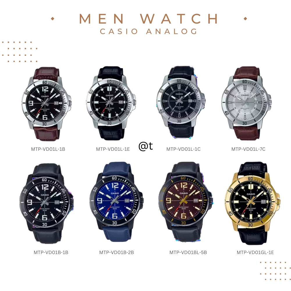 Casio Standard นาฬิกาข้อมือผู้ชาย สายหนัง รุ่น MTP-VD01L Series