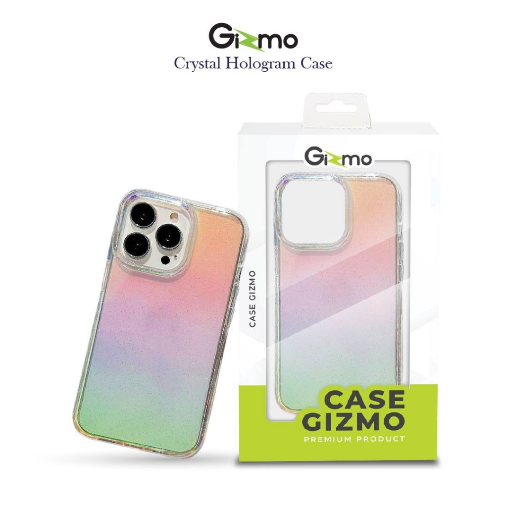 Gizmo รุ่น 13 PM / 14 / 14+ / 14 P / 14 PM เคสสะท้อนแสงสีรุ้ง เคสกากเพรช โฮโลแกรม Crystal Hologram C