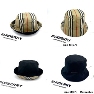 Burberry bucket hat M ใส่ได้ 2 ด้าน หมวก บัคเก็ต เบจ ครีม reversible ของแท้ แบรนด์เนม มีปีก ผู้หญิง ผู้ชาย