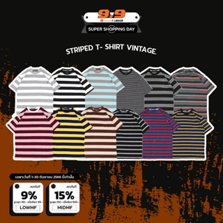 LOOKER - Striped T- Shirt Vintage เสื้อยืดลายริ้วกระเป๋า