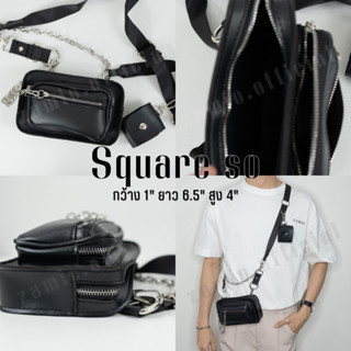 SQUARE Chain BAG กระเป๋าหนังสีดำ