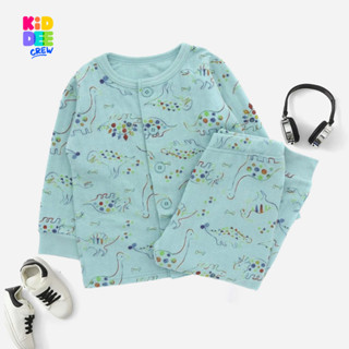 KiddeeCrew ชุดนอนเด็ก เขียวไดโนเสาร์สี เหมาะสำหรับอายุ 1-14 …