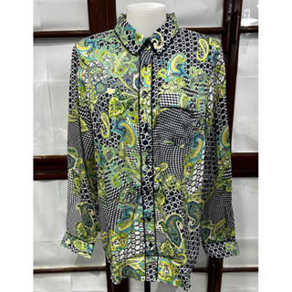 อก 46” เสื้อคอปกเชิ้ต แขนยาว ผ้าชีฟองไม่มีซับใน (6545)) เสื้อมือสอง สภาพใหม่