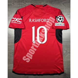 เสื้อฟุตบอล Home แมนยู เหย้า  2023/24 พร้อมเบอร์ชื่อ 10 RASHFORD อาร์มยูฟ่า แชมป์เปี้ยนลีค