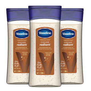 แท้💯% [เช็คใบเสร็จได้] Vaseline Intensive Care Cocoa Radiant Body Oil 100% Natural Cocoa Butter 200ml