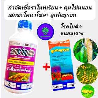 ชุด กำจัดโรคในทุเรียน และ คุมไข่หนอน ทุเรียน เฮกซะโคนาโซล 1ลิตร +ลูเฟนนูรอน 500 ccโรคใบติด ใบไหม้ แอนแทรคโนส คุมไข่หนอน