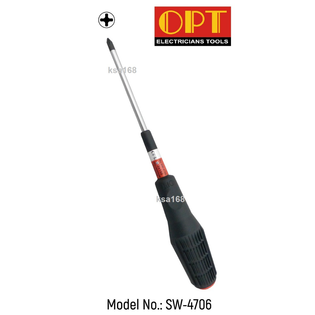 OPT SW-4706 ไขควงสี่แฉก ไขควงพร้อมด้ามจับ TPR ขนาด PH2x150 mm (Phillip)
