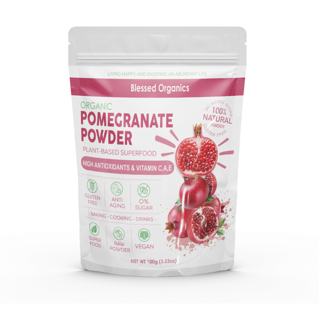ผงทับทิม POMEGRANATE ออแกนิค100% ฟื้นฟูผิว เติมคอลาเจน ลดรอยสิว