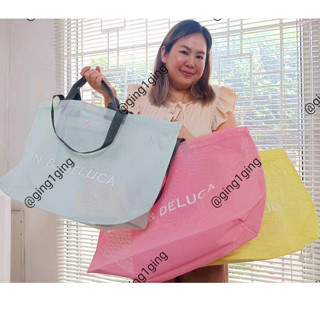(ส่งฟรีEMS พร้อมส่งในไทย) DEAN&amp;DELUCA กระเป๋าพลาสติกตาข่าย ใบใหญ่ ใส่ของได้เยอะ หูจับเย็บดีมาก น้ำหนักเบา (ของแท้)