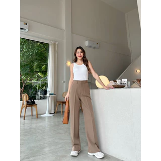 Anna | XS-3XL กางเกงทรงขายาวเพรียว ทรงกระบอกกลาง มีกระเป๋า2ข้าง เนื้อผ้าดีทิ้งตัว