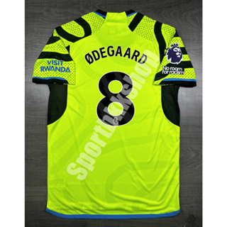 เสื้อฟุตบอล Arsenal Away อาร์เซน่อล เยือน  2023/24 พร้อมเบอร์ชื่อ 8 ODEGAARD อาร์มพรีเมียร์ลีค NO ROOM