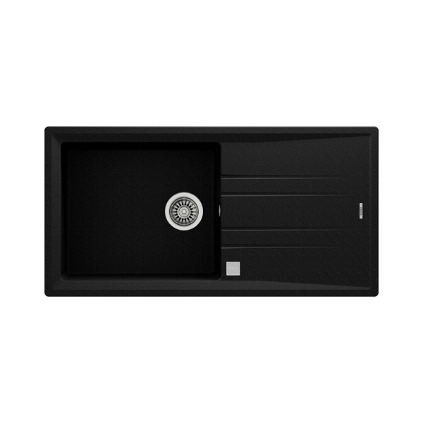 Sink Stone 60 L-TG 1B 1D AUTO Black + Tap SKT