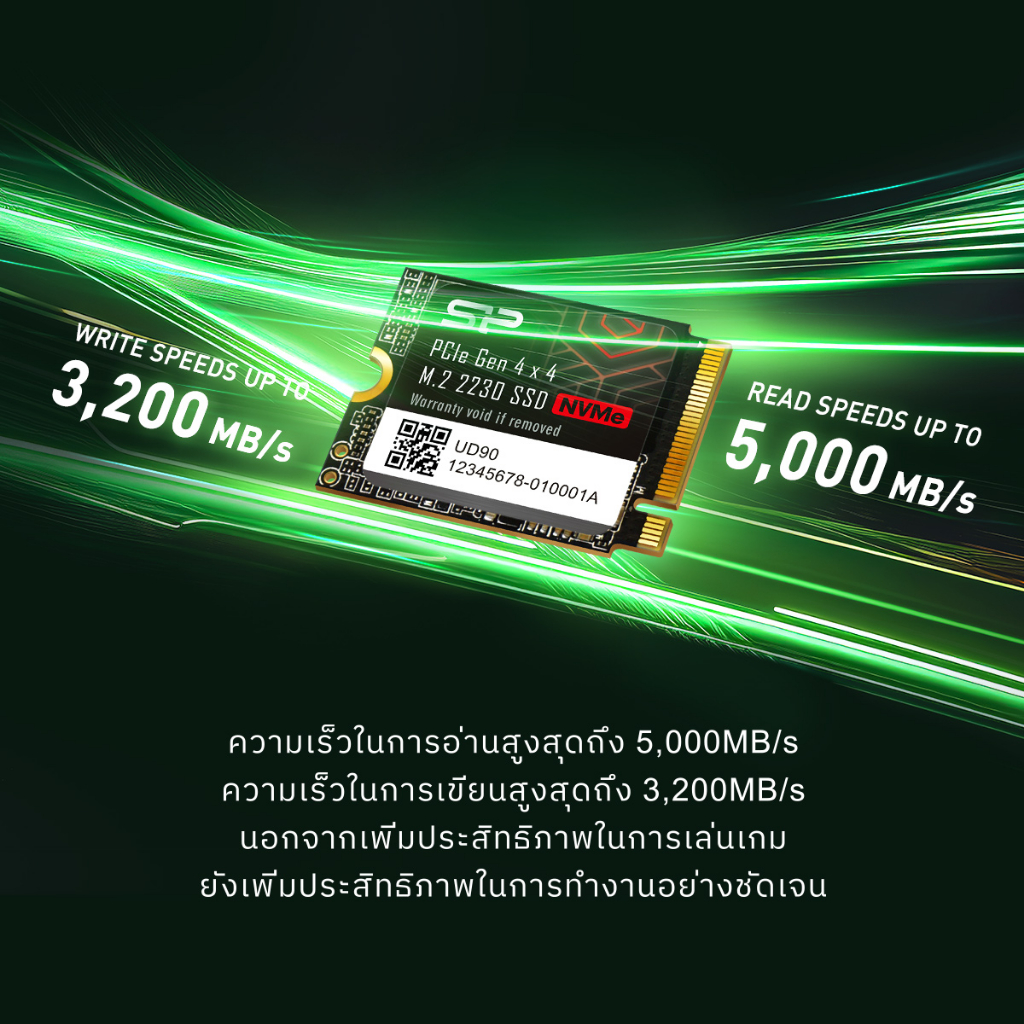 Silicon Power UD90 NVMe PCIe Gen4x4 M.2 2230 SSD Read 5000MB/s Write 3200MB/s สำหรับ gaming console และ ultrabooks