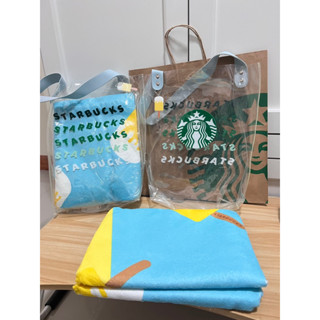 ผ้าปูรองนั่ง แถมกระเป๋า STARBUCKS  TOTE BAG