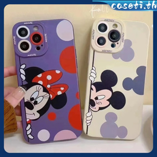 คูปองเคลม🎀เคสไอโ case for iphone 11 12 การ์ตูนมิกกี้มินนี่น่ารัก เคส 14 13 12 11 pro max เคสโทรศัพท์มือถือซิลิโคนเหลว