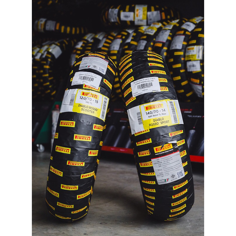 ยาง PIRELLI ROSSO SCOOTER x ROSSO SPORT ลายสายฟ้าไซส์เดิมใส่ XMAX/FORZA300-350/ADV350/ZONTES คู่ละ 4,990฿ (ยางปี24)