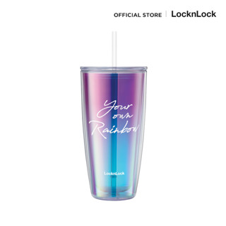 LocknLock แก้วน้ำพลาสติก 2 ชั้น ลายสายรุ้ง Rainbow Double Wall Cold Cup ความจุ 720 ml. รุ่น HAP507VOLH