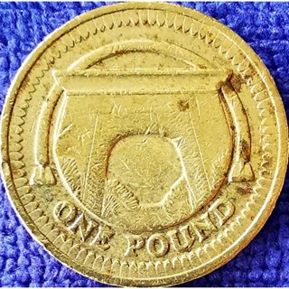 เหรียญ​อังกฤษ​ UK, 1 Pound, (ที่ระลึก​สพานสไตล์​อียิปต์), #​3099,ใช้แล้ว
