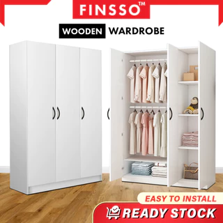 พร้อมส่ง!! FINSSO : ตู้เสื้อผ้า ตู้เสื้อผ้าไม้ คุณภาพดี ราคาถูก แข็งแรง เก็บของได้เยอะ (ตู้เสื้อผ้า 2/3 ประตู wardrobe