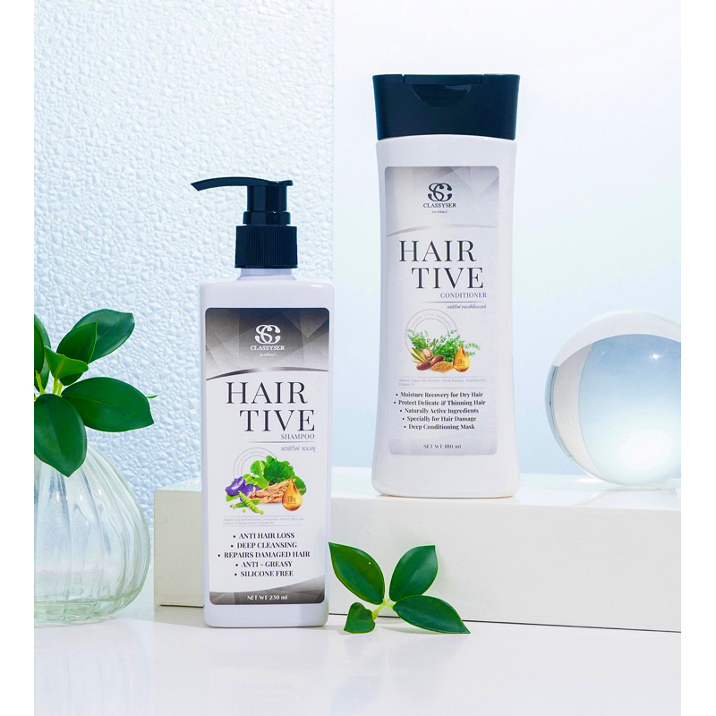 Hairtive Shampoo1 + Conditioner1 (ศูนย์จำหน่ายใหญ่ Head office)ลดผมร่วง ลดรังแค ผมหนา บำรุงเส้นผม