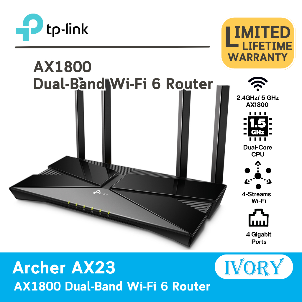 Archer AX23 AX1800 Dual-Band Wi-Fi 6 Router AX23/ivoryitshop