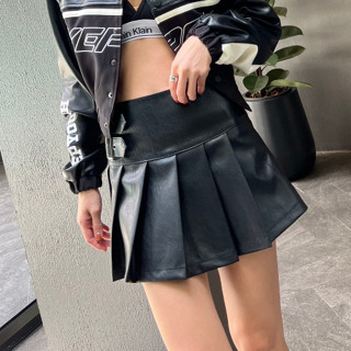 CHANI : Ch134 l New leather mini skirt กระโปรงสั้น หนัง