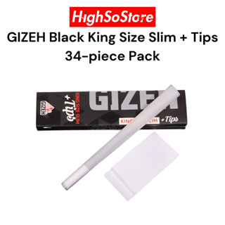 กระดาษโรล GIZEH | Black King Size Slim + Tips 34-piece Pack | Rolling Papers ผลิตด้วยกรรมวิธีที่มีคุณภาพสูงสุด