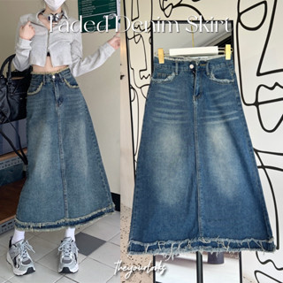 Theyourlooks ♡ พร้อมส่ง Faded demin skirt กระโปรงยีนส์ยาว 🧢👀 (TYL580)