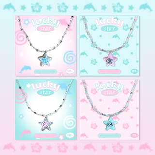 &lt;กรอกโค้ดLXJATลด15%&gt; lucky star necklace🐬⭐️(กำไล พวงกุญแจ สร้อยลูกปัด สร้อยดินปั้น จี้ดินปั้น)